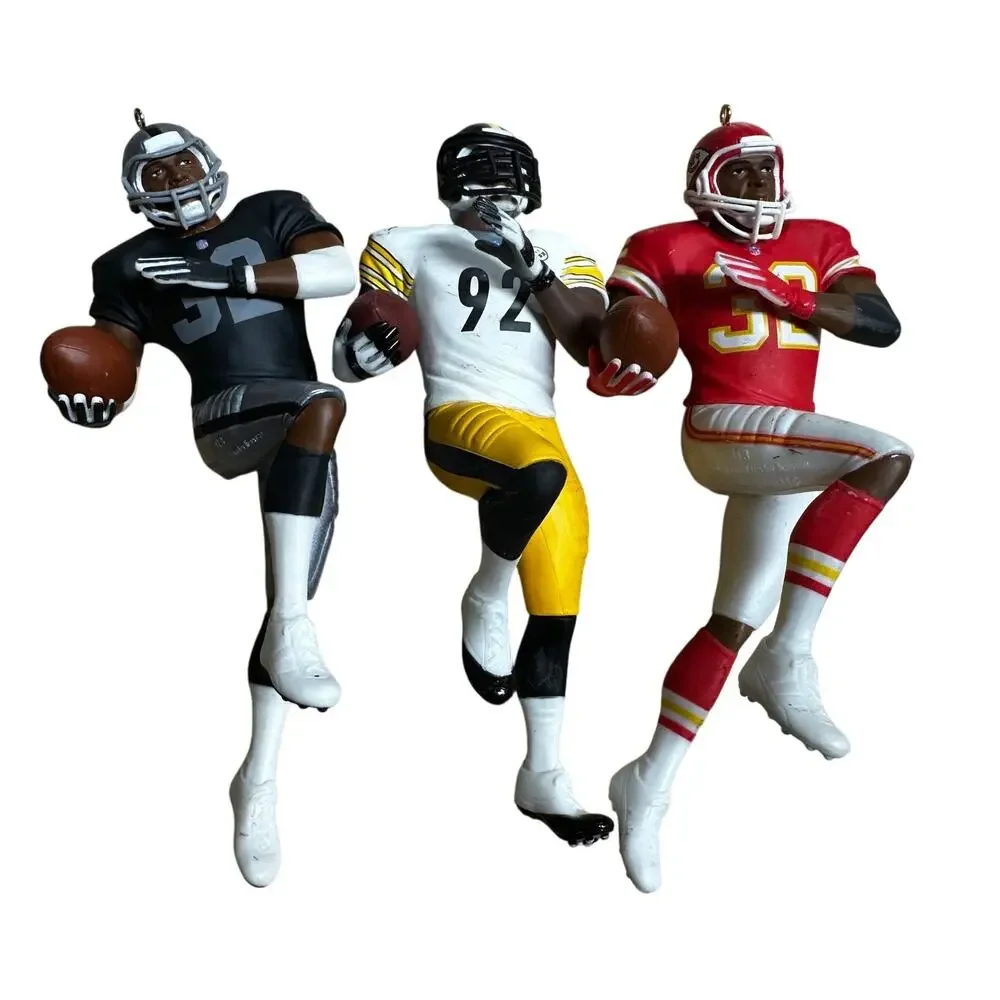 Set of Hallmark Sports Figures Football Baseball Christmas Tree Ornaments USED